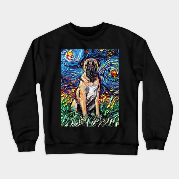 Bull Mastiff Starry Night Crewneck Sweatshirt by sagittariusgallery